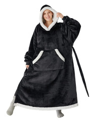 Ultra-Thick Flannel Hooded Lounge Blanket - Warm Loungewear