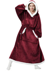 Ultra-Thick Flannel Hooded Lounge Blanket - Warm Loungewear