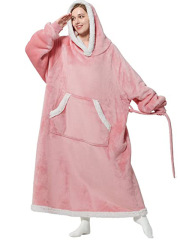 Ultra-Thick Flannel Hooded Lounge Blanket - Warm Loungewear