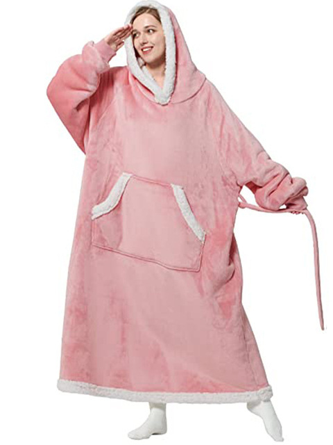 Ultra-Thick Flannel Hooded Lounge Blanket - Warm Loungewear