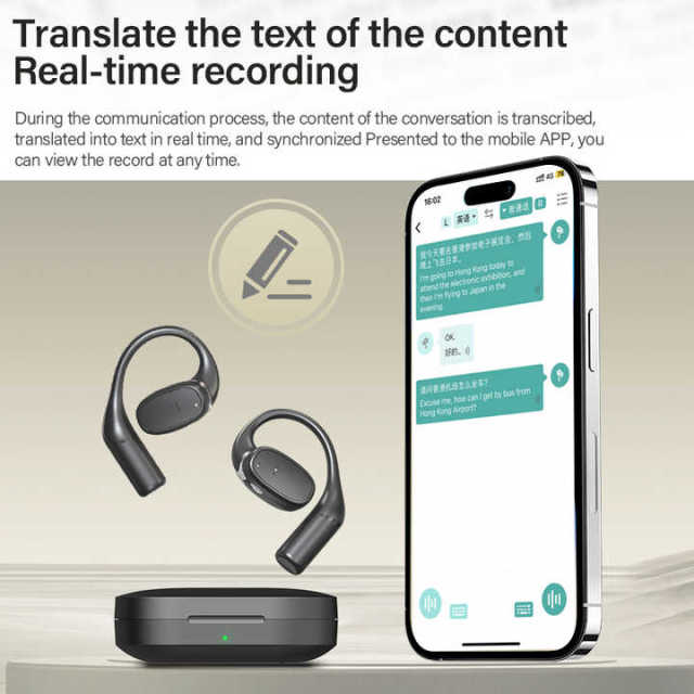 Portable Translator BT Earphones OWS In Ear Headphones Sport Waterproof Smart Noise Cancellatio Wireless Earbuds