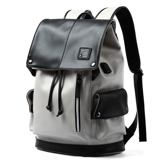 Trendy Rucksack Herren Leder Reise Computer Tasche Große Kapazität Casual Mode Rucksack High School Student Rucksack