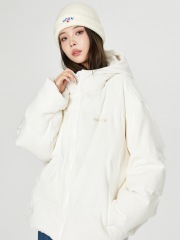 NOAH Women's White Down Puffer Jacket with Hood - Stylish & Warm for Winter