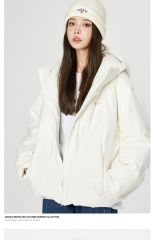 NOAH Women's White Down Puffer Jacket with Hood - Stylish & Warm for Winter