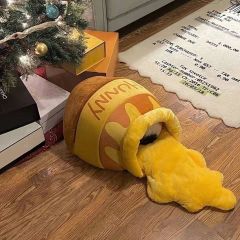 Honey Jar Cat Bed, Winter Warm Cat Bed for Kitties, Cute and Cartoonish Internet-Famous Bed, Suitable for All Seasons, Also for Dogs, Dropshipping Available.