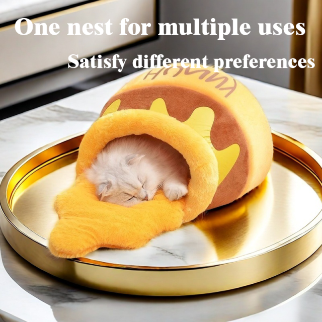 Adorable Honey Pot Cat Bed Warm, Cozy, and Cartoonish, Perfect for All Seasons