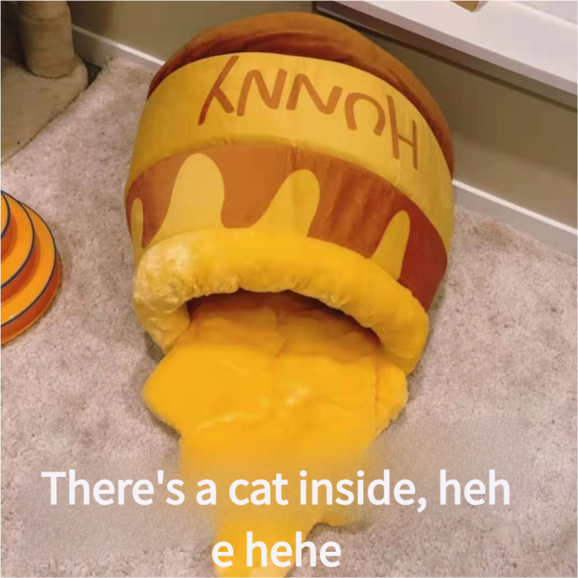 Yongbo Honey Pot Cat Bed - Cloth Warm Cute Golden Medium & Large
