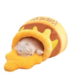 Yongbo Honey Pot Cat Bed - Cloth Warm Cute Golden Medium & Large