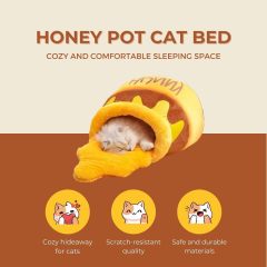 Honey Pot Cat Bed - Comfortable Memory Foam Pet Furniture with Removable Cushion - Stylish and Washable Cat Bed for Small Cats and Breeds