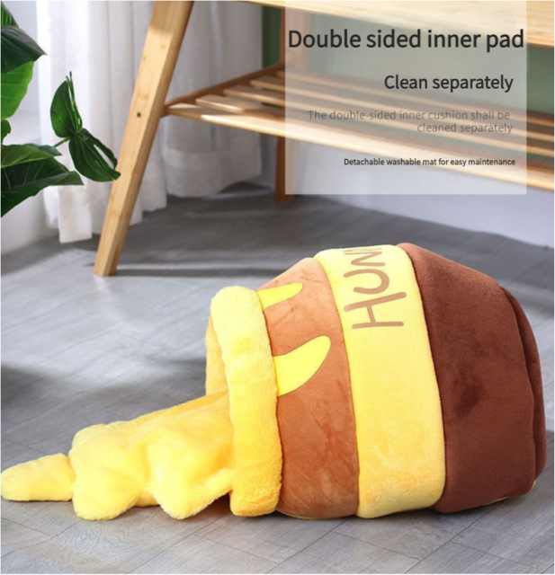 Honey Jar Cat Bed, Winter Warm Cat Bed for Kitties, Cute and Cartoonish Internet-Famous Bed, Suitable for All Seasons, Also for Dogs, Dropshipping Available.