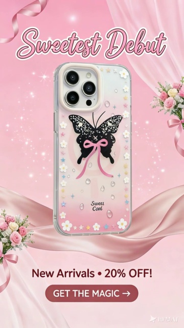 New Arrival 3D Butterfly & Bow Starry Sparkles Phone Case Sweet Cool Style