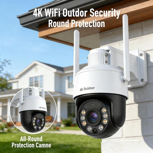4K WiFi Security Camera Outdoor, IP67 Waterproof, 2-Way Audio, Night Vision