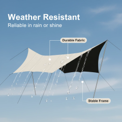 Outdoor Portable Hexagonal Canopy Tent with Thickened Blackout Sun Protection for Camping