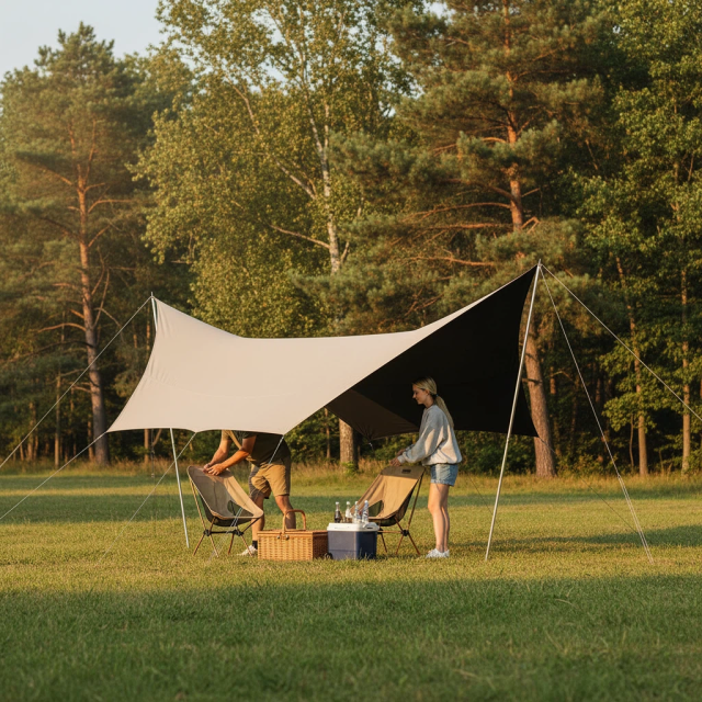 Outdoor Portable Hexagonal Canopy Tent with Thickened Blackout Sun Protection for Camping