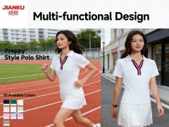 New Cross-Border Women's Casual Loose V-Neck Sports Short-Sleeve T-Shirt, Outdoor Quick-Drying Running Tennis Polo Shirt