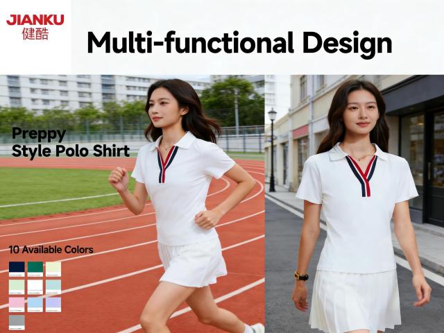 New Cross-Border Women's Casual Loose V-Neck Sports Short-Sleeve T-Shirt, Outdoor Quick-Drying Running Tennis Polo Shirt
