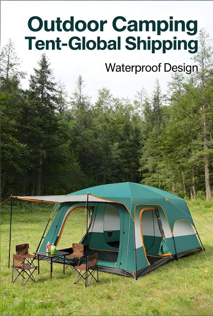 Factory Wholesale Outdoor Camping Tent - Two-Bedroom-One-Living-Room, 5-8/8-12 Persons, Sunproof & Waterproof