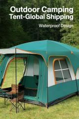Factory Wholesale Outdoor Camping Tent - Two-Bedroom-One-Living-Room, 5-8/8-12 Persons, Sunproof & Waterproof