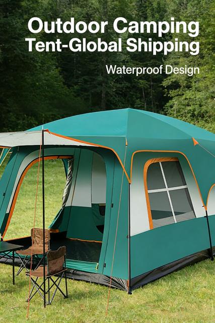 Factory Wholesale Outdoor Camping Tent - Two-Bedroom-One-Living-Room, 5-8/8-12 Persons, Sunproof & Waterproof