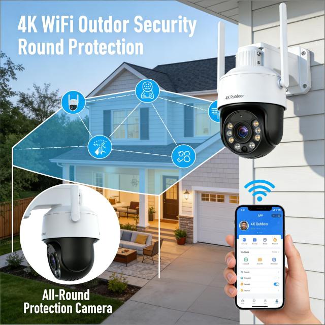 4K WiFi Security Camera Outdoor, IP67 Waterproof, 2-Way Audio, Night Vision