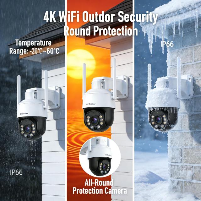 4K WiFi Security Camera Outdoor, IP67 Waterproof, 2-Way Audio, Night Vision