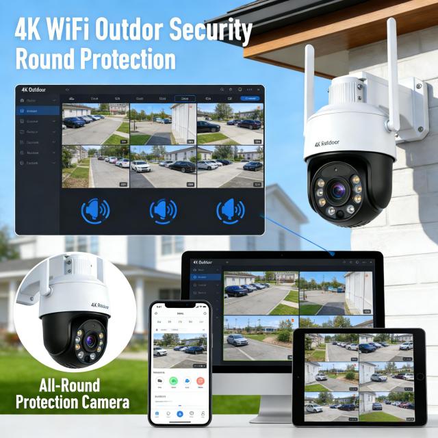 4K WiFi Security Camera Outdoor, IP67 Waterproof, 2-Way Audio, Night Vision