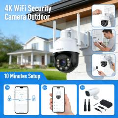 4K WiFi Security Camera Outdoor, IP67 Waterproof, 2-Way Audio, Night Vision