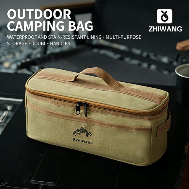 Outdoor Camping Cutlery Storage Bag - Multi-Functional Camping Cookware Utensil Set with Portable Lantern and Crashproof Design
