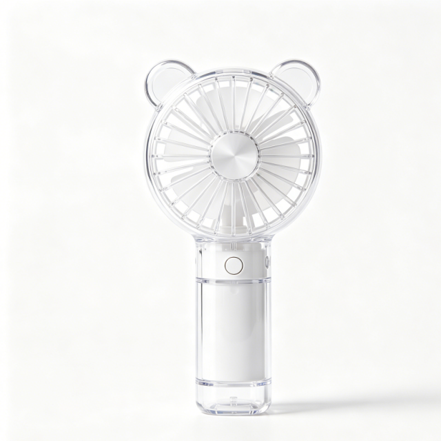 Bear Ear Handheld Portable Fan 2000mAh Power Bank with Built-in Dual Cables, 3 Speed LED Digital Display Mini Personal Cooling Fan for Office Outdoor Travel