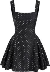 CIDER Women's White Polka Dot Mini Dress - Strapless Square Neck High Waist A-Line Polka Dot Dress, Casual Party Sleeveless Summer Polka Dot Dress