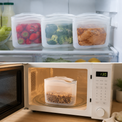 Reusable Silicone Food Storage Bags, BPA Free Leakproof Stand Up Food Bags with MAX Scale, Microwave Freezer Safe for Kitchen Fridge Meal Prep