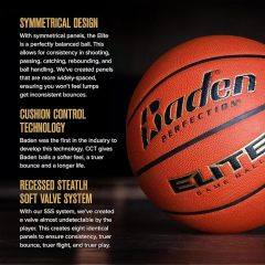 Baden | Elite | Premium Quality Composite Basketball | Ideal for Indoor Games | Youth, Women & Men's Sizes