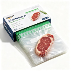 Chef Preserve Reusable Food Vacuum Sealer Bags, 30 Pack Small 8x10 Inch, BPA-Free, Compatible with Sous Vide Machine, Freezer Microwave Dishwasher Safe, Leak & Odor Proof Food Storage Bags