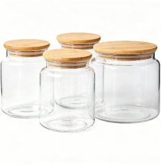 Airtight Glass Storage Jars with Bamboo Lids, High Borosilicate Food Canisters for Coffee Beans, Spices, Cereal, Nuts Pantry Organization