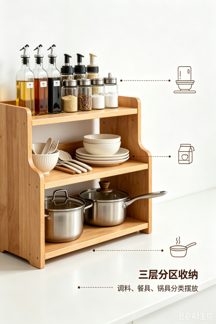 wooden kitchen storage rack