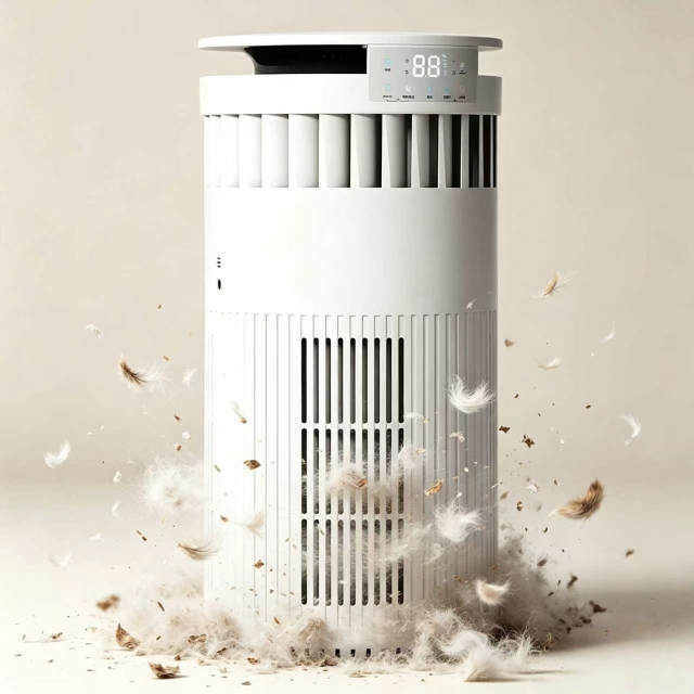 Cylindrical Pet Air Purifier for Home, Captures Pet Hair & Eliminates Odor, Formaldehyde & TVOC, 360° Whole Room Circulation