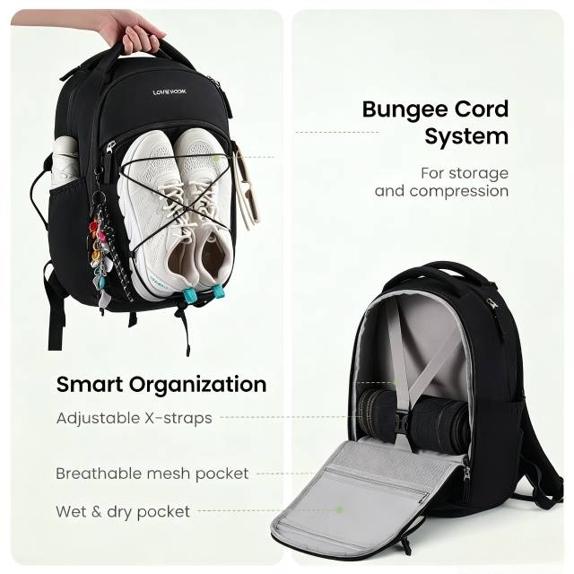Everyday Laptop Backpack for Women & Men With Giant Tumbler Holder,15.6 Inch Classic Travel Work College Teacher Carry on Backpack Purse,Waterproof Computer laptop Bag Hiking Backpack,Black