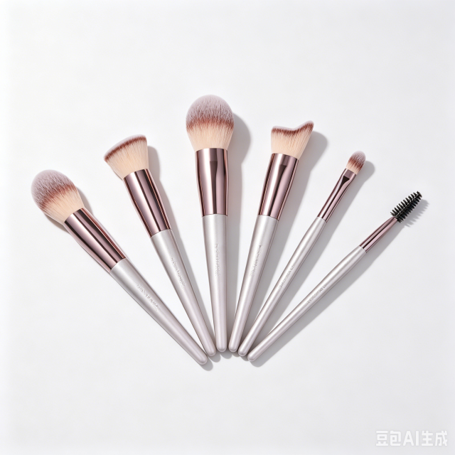 5Pcs Premium PBT Makeup Brushes Set, Rose Gold Metal Ferrule Matte Silver Handle, Soft Flawless Foundation Concealer Eye Blush Brow Brush with Portable Black Storage Tube