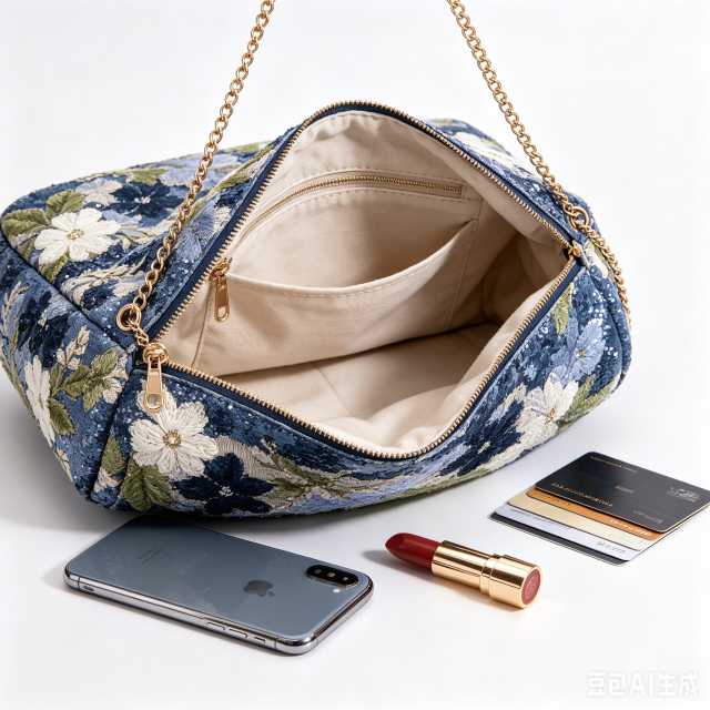 OUYUAN Women Sequin Floral Evening Clutch, Detachable Chain Zipper Hobo Handbag for Wedding Party Daily Use