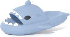 Rosyclo Cute Shark Slides for Women Men, 1.57 Inch Thick EVA Non-Slip Cloud Shower Slippers, Open Toe Soft Slide Sandals for Bathroom Beach Indoor Outdoor