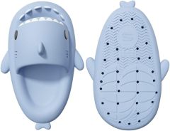 Rosyclo Cute Shark Slides for Women Men, 1.57 Inch Thick EVA Non-Slip Cloud Shower Slippers, Open Toe Soft Slide Sandals for Bathroom Beach Indoor Outdoor