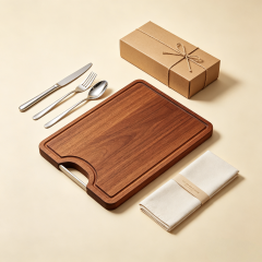The Perfect Housewarming Gift! Wooden Cutting Boards Set with Utensils & Napkin - Charcuterie, Cheese, Serving Tray for New Home, Kitchen Decor