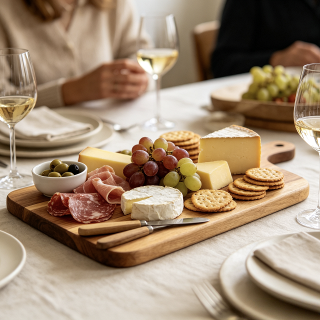 The Perfect Housewarming Gift! Wooden Cutting Boards Set with Utensils & Napkin - Charcuterie, Cheese, Serving Tray for New Home, Kitchen Decor