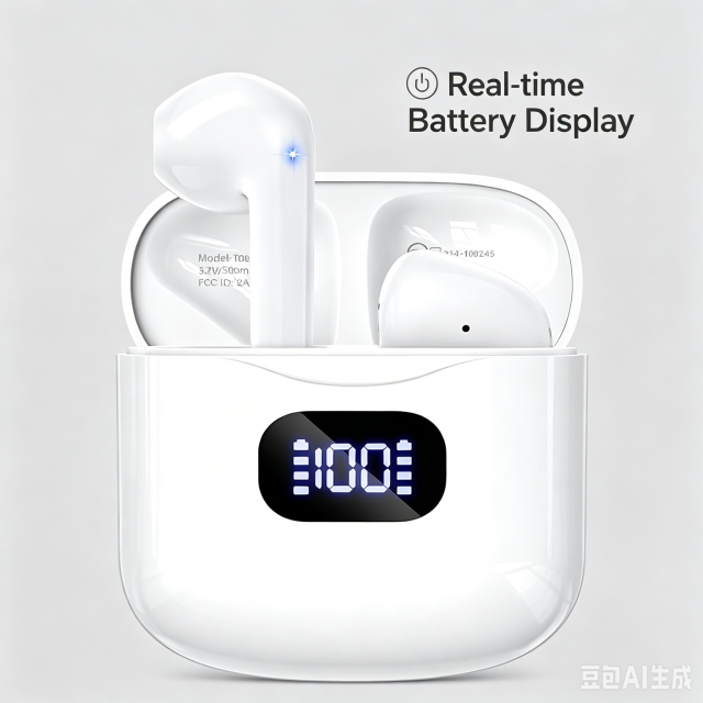 T08 LED Digital Display Semi-In-Ear Wireless Earbuds deliver premium, hassle-free audio for all users. Featuring an intuitive real-time LED power display you check battery levels at a glance and avoid sudden shutdowns