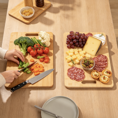 The Perfect Housewarming Gift! Wooden Cutting Boards Set with Utensils & Napkin - Charcuterie, Cheese, Serving Tray for New Home, Kitchen Decor