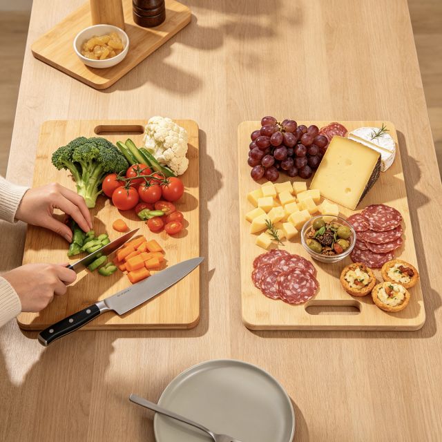 The Perfect Housewarming Gift! Wooden Cutting Boards Set with Utensils & Napkin - Charcuterie, Cheese, Serving Tray for New Home, Kitchen Decor