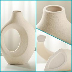 Lvases Snuggle Hollow Ceramic Vase Set of 2, Nordic Minimalist Sand Textured Intertwined Vases for Pampas Grass Dried Flowers Home Table Decor Housewarming Gift