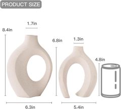 Lvases Snuggle Hollow Ceramic Vase Set of 2, Nordic Minimalist Sand Textured Intertwined Vases for Pampas Grass Dried Flowers Home Table Decor Housewarming Gift