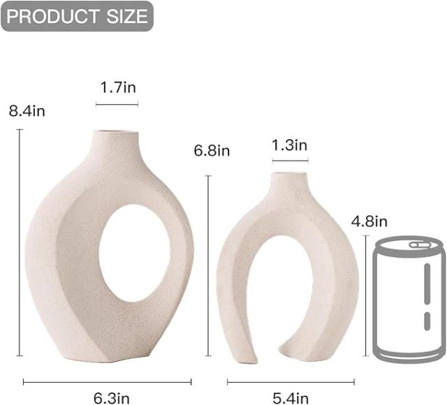 Lvases Snuggle Hollow Ceramic Vase Set of 2, Nordic Minimalist Sand Textured Intertwined Vases for Pampas Grass Dried Flowers Home Table Decor Housewarming Gift