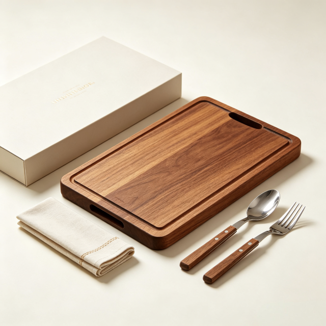 The Perfect Housewarming Gift! Wooden Cutting Boards Set with Utensils & Napkin - Charcuterie, Cheese, Serving Tray for New Home, Kitchen Decor